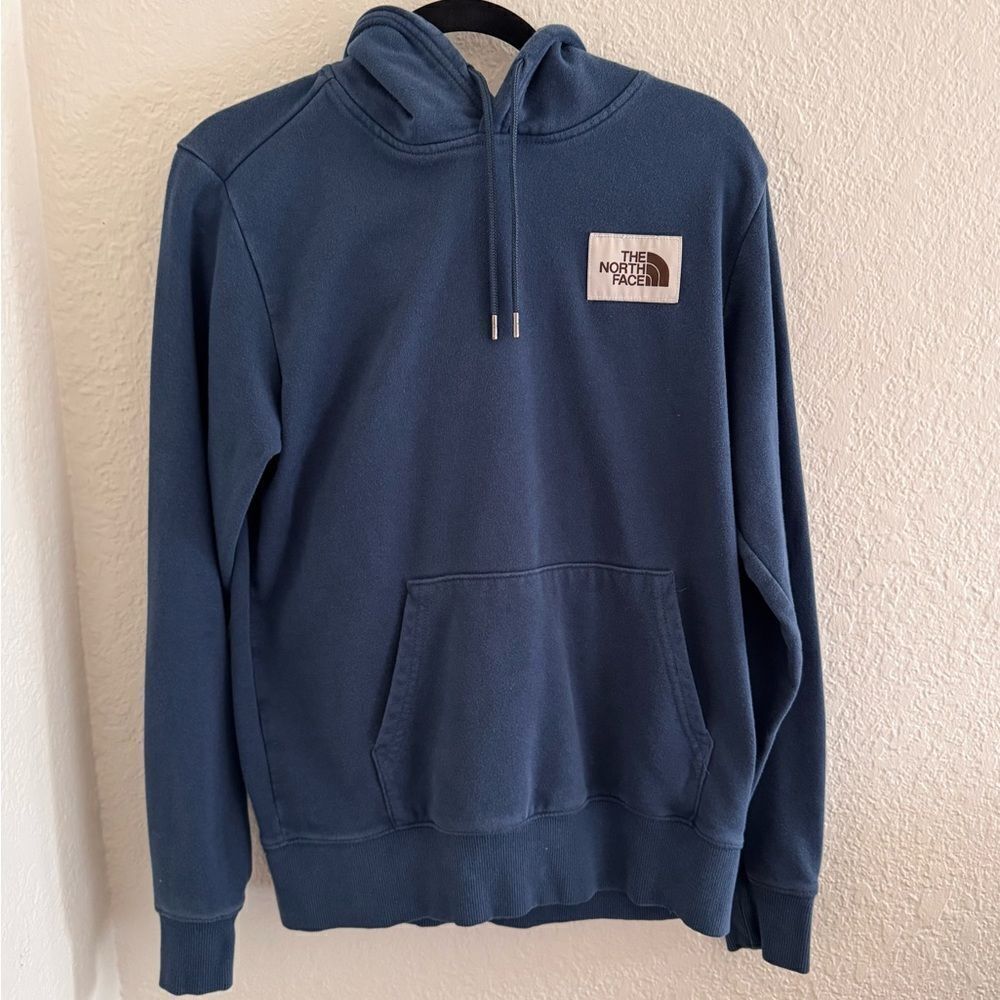 The North Face Blue Pullover Hoodie with Ribbed Cuffs